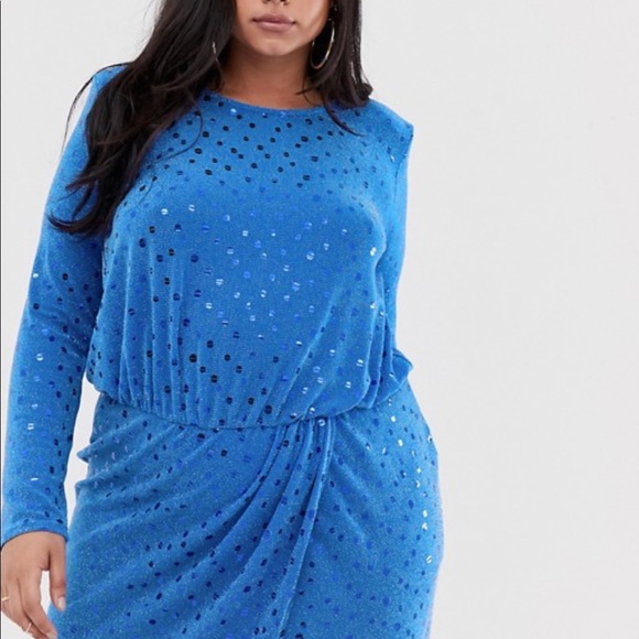 Blue Sequin Dress Size 14 NWT - Picture 7 of 8